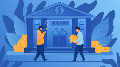 Ilustrasi orang di luar bank.