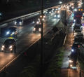 Antrean kendaraan pemudik menuju rest area KM 102 Tol Cipali, Subang. Antrean tersebut dikarenakan kepadatan kendaraan pemudik yang akan beristirahat di rest area dan mengakibatkan kemacetan di ruas jalan. Minggu 7 April 2024. Foto : Panji Asmoro/TrenAsia