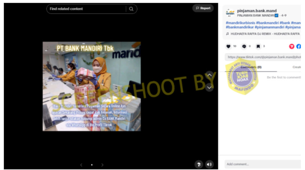 Hoaks: Pinjaman Bank Mandiri Via Whatsapp di Bio Profil Tiktok