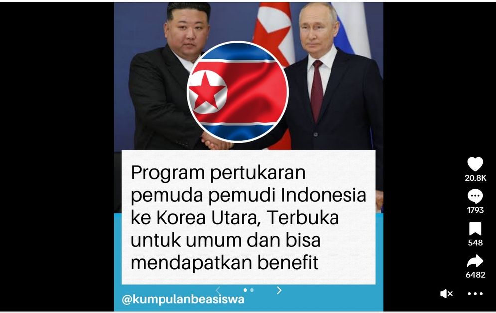 Hoaks: Pertukaran Pemuda Pemudi Indonesia ke Korea Utara, Cek Faktanya Yuk