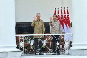 Presiden Jokowi dan PM Lee Hsien Loong di Istana Kepresidenan Bogor, Senin, 29/04/2024.