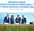 Pemaparan kinerja keuangan kuartal I-2024 PT Bank Mandiri (Persero) Tbk (BMRI). 