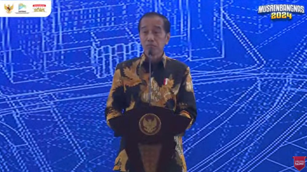 Presiden Jokowi dalam Musyawarah Perencanaan Pengembangan Nasional (Musrenbangnas) 2024.