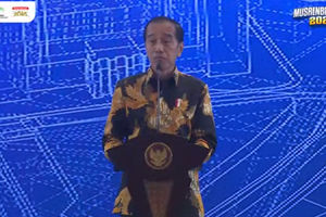Presiden Jokowi dalam Musyawarah Perencanaan Pengembangan Nasional (Musrenbangnas) 2024.