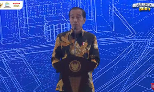 Presiden Jokowi dalam Musyawarah Perencanaan Pengembangan Nasional (Musrenbangnas) 2024.