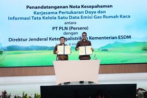 Peringatan Hari Bumi yang diselenggarakan di kantor pusat PLN, Jakarta Selatan, pada Rabu, 8 Mei 2024.