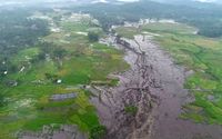 Pantauan drone BPBD Tanah Datar. Banjir di Simpang Manunggal, Kecamatan Lima Kaum