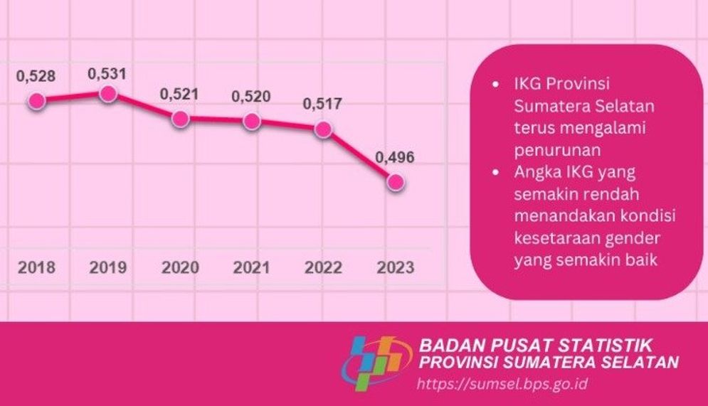 BPS: Indeks Ketimpangan Gender Palembang 2023 Terendah di Sumsel