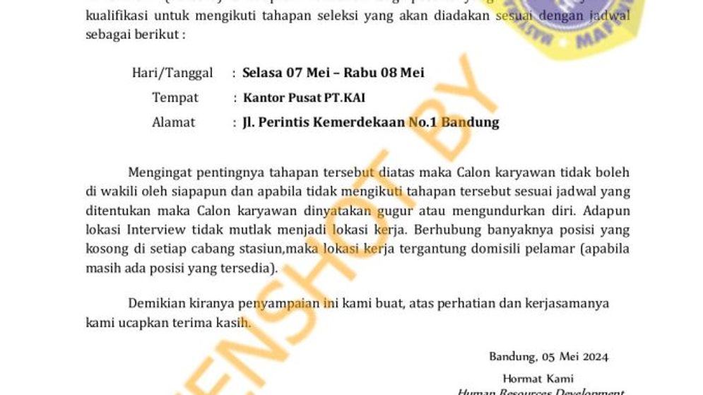 Hoaks: Rekrutmen Kerja PT KAI Periode Mei 2024