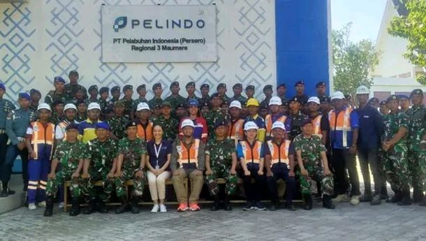 Perkuat Sinergitas, Unsur Maritim Lanal Maumere Gelar Apel dan Olahraga Bersama Pegawai PT Pelindo (Persero)