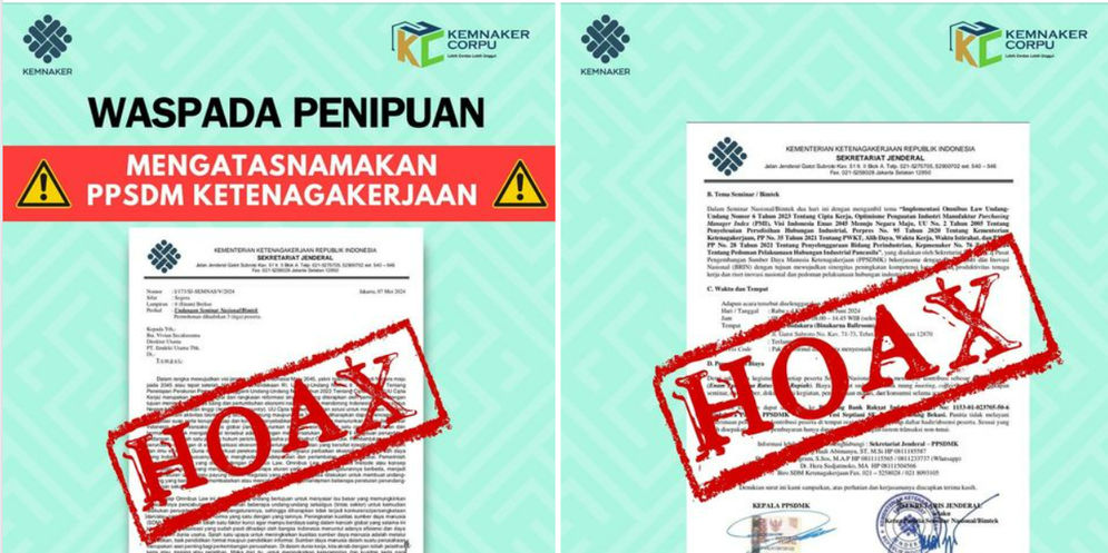 Hoaks:  Surat Edaran Seminar Nasional Mengatasnamakan PPSDM Ketenagakerjaan