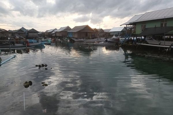 Ilustarsi pemukiman di Pulau Bungin. 