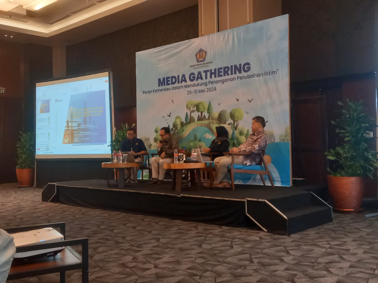 Acara Media Gathering Kemenkeu di Bogor dengan Tajuk "Peran Kemenkeu dalam Mendukung Penanganan Perubahan Iklim" di Hotel Rancamaya, Bogor, Rabu, 29 Mei 2024.