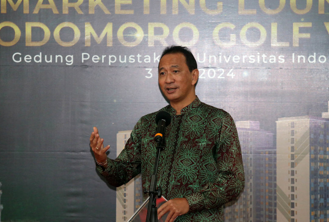 Corporate Marketing Director PT Agung Podomoro Land Tbk. Agung Wirajaya saat Seremoni Peresmian Marketing Lounge Podomoro Golf View di Universitas Indonesia, 3 Juni 2024. Foto : Panji Asmoro/TrenAsia