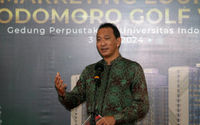 Corporate Marketing Director PT Agung Podomoro Land Tbk. Agung Wirajaya saat Seremoni Peresmian Marketing Lounge Podomoro Golf View di Universitas Indonesia, 3 Juni 2024. Foto : Panji Asmoro/TrenAsia