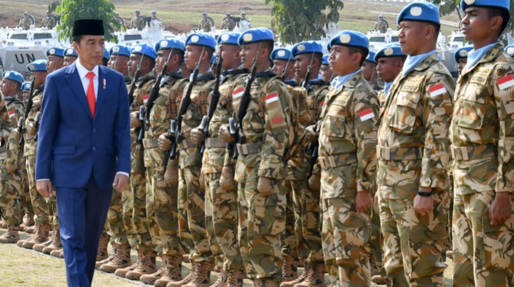 Ilustrasi Presiden Jokowi dan Pasukan Perdamaian PBB.