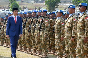 Ilustrasi Presiden Jokowi dan Pasukan Perdamaian PBB.