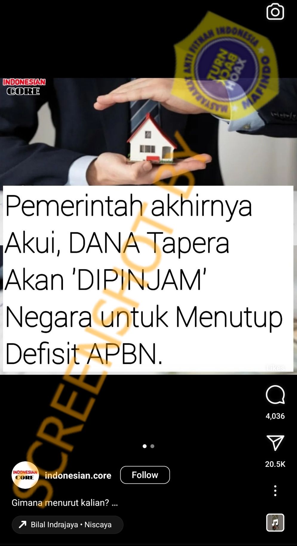 Hoaks: Pemerintah akui Dana Tapera akan Dipinjam untuk Menutup Defisit APBN