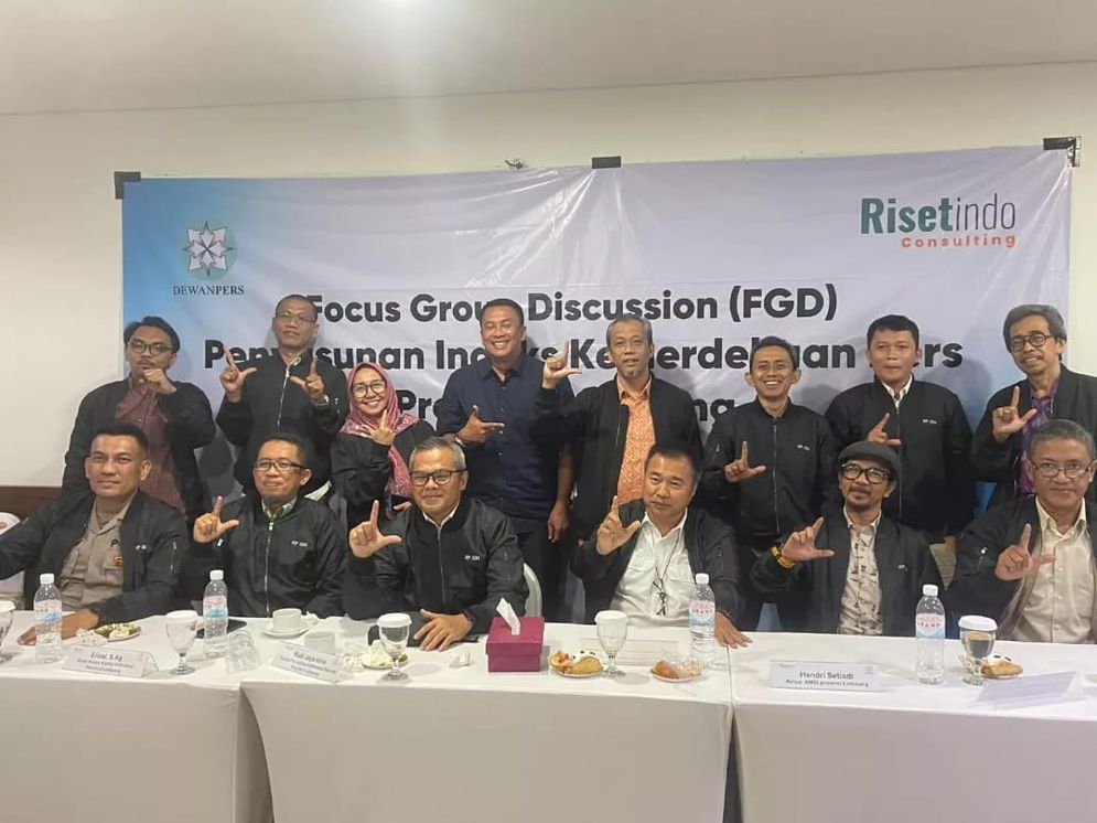 Dewan Pers bersama Risetindo Consulting mengadakan Focus Group Discussion (FGD) Penyusunan Indeks Kemerdekaan Pers (IKP) Provinsi Lampung tahun 2024 di Amalia Hotel, Kamis (11/7/2024).