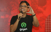 Head of Marketing Food & Ads Gojek Ignatius Satrio dalam sesi diskusi disela peluncuran inovasi terbaru dari Gojek yaitu GoDineIn di Jakarta. Foto : Panji Asmoro/TrenAsia