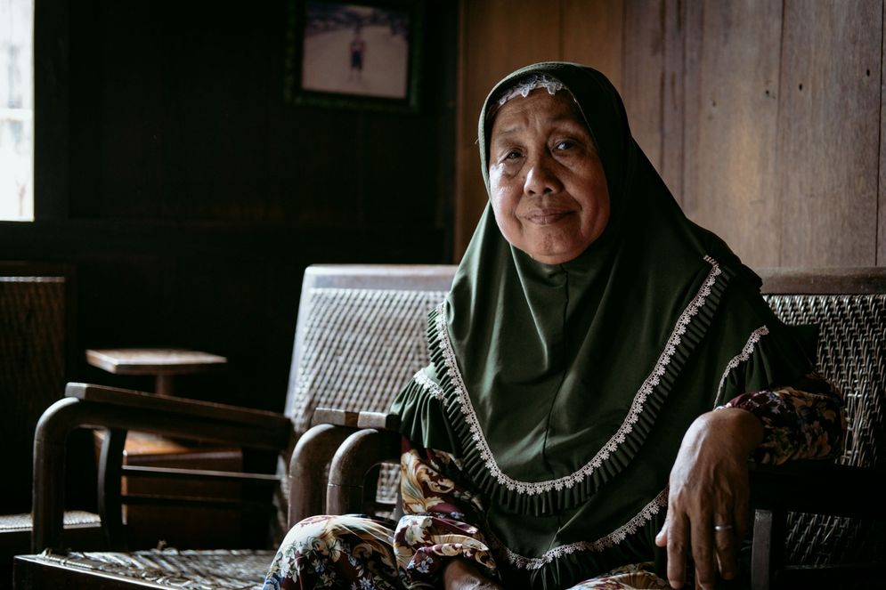 Wak Murni [61], penutur senjang dari Desa Kertayu, Sungai Keruh, Kabupaten Muba, Sumsel.