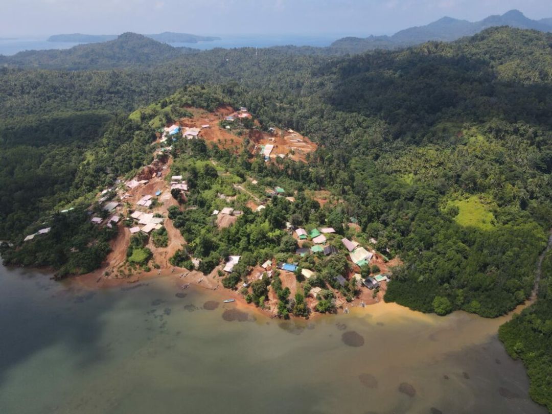 Kawasan Pulau Sangihe dilihat dari udara.