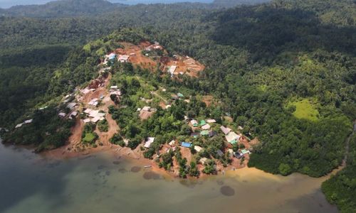 Kawasan Pulau Sangihe dilihat dari udara.