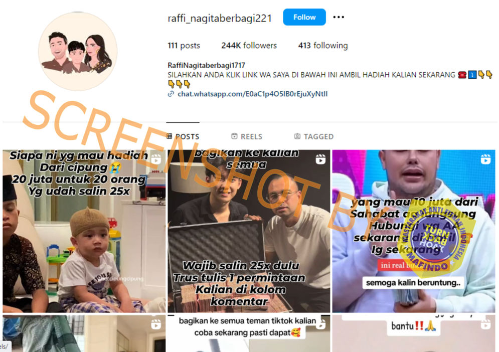 Waspada Penipuan! Akun Instagram Raffi-Nagita berbagi Hadiah melalui Pesan WhatsApp