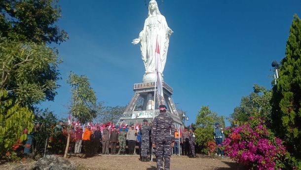  Lanal Maumere Bersama Forkopimda Sikka Laksanakan  Kirab di Bukit Doa Nilo