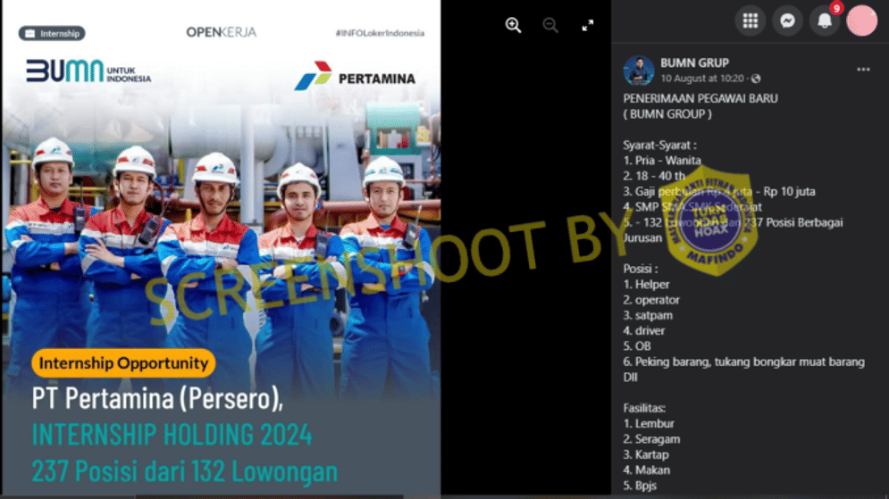 Hoaks: Lowongan Pertamina Agustus 2024