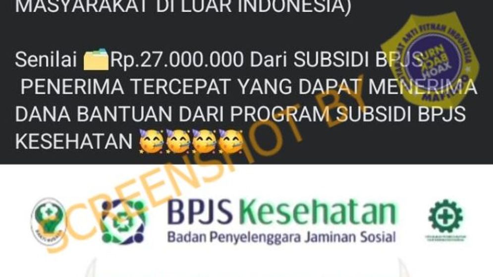 Hoaks: Dana Bantuan BPJS Kesehatan 2024 senilai Rp 25 Juta