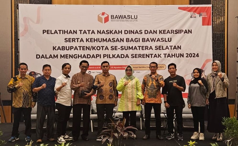 Bawaslu Sumsel Gelar Pelatihan Tata Naskah, Kearsipan dan Kehumasan