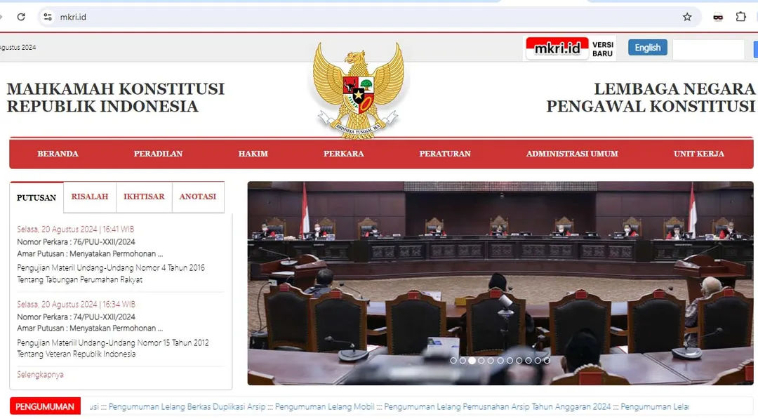 Di Tengah Polemik Revisi UU Pilkada, Situs MK Sempat Down