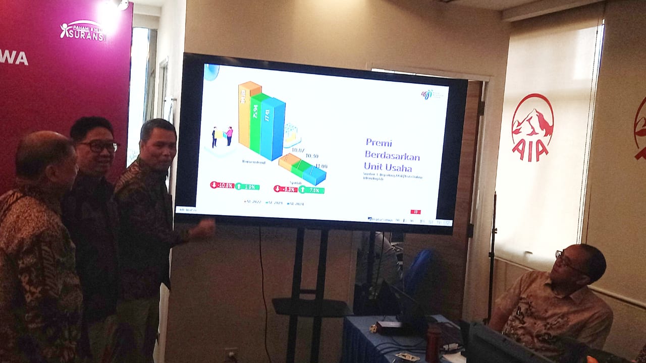 Konferensi pers paparan kinerja industri asuransi jiwa di kantor AAJI, Rabu, 28 Agustus 2024.