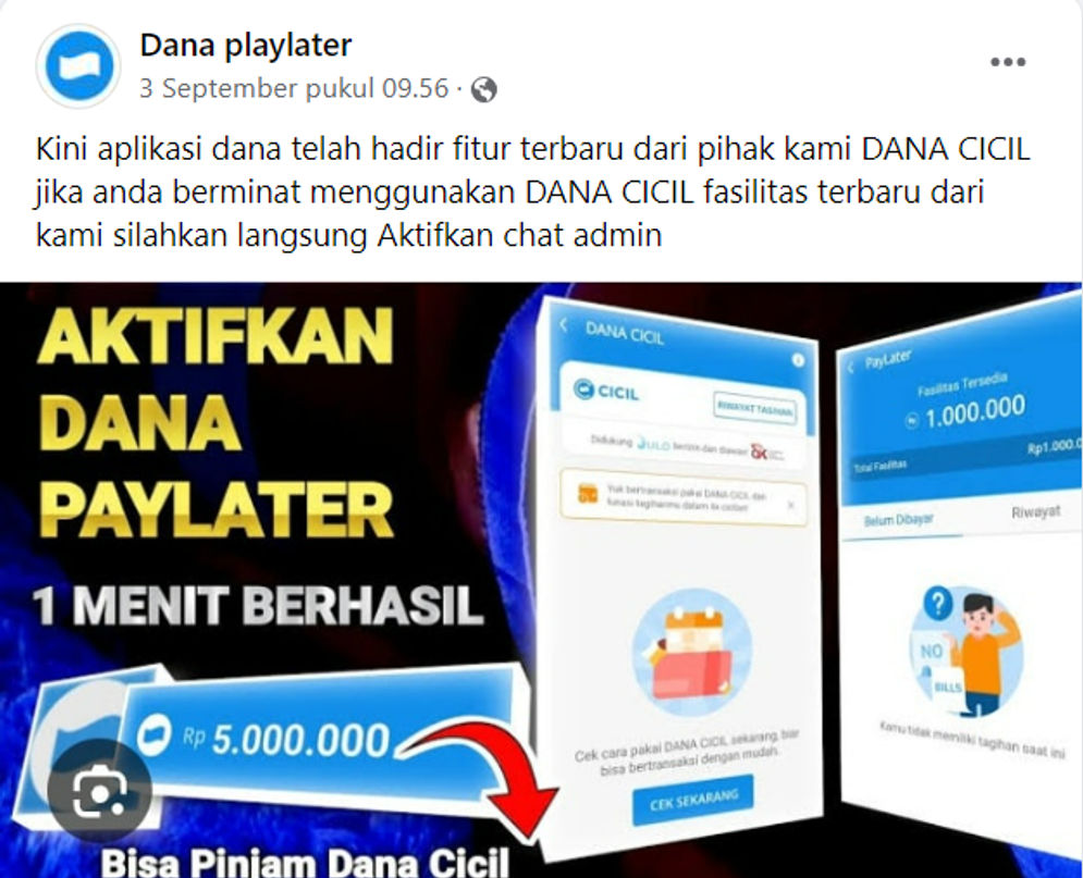 Hoaks: Tautan untuk Aktivasi Fitur Paylater Dana