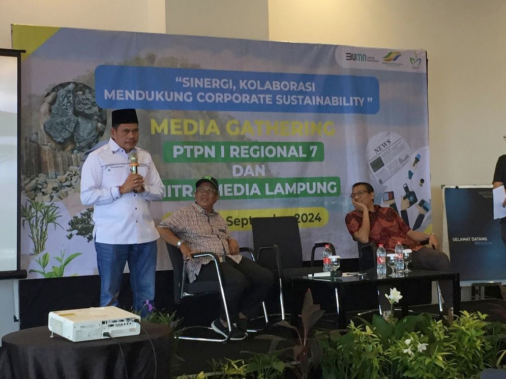 PTPN I Regional 7 menggelar Media Gathering dengan tema Sinergitas dan Kolaborasi dalam Mendukung Corporate Sustainability di Novotel Bandar Lampung pada Rabu (11/9/2024). 