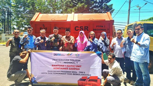 PTPN I Regional 7 Bantu Kontainer Sampah ke Pemkab Lampung Utara