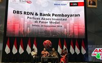 Seremoni kerja sama Bank DBS Indonesia dan Mirae Asset Sekuritas di Bursa Efek Indonesia (BEI), Jakarta, Selasa, 24 September 2024.