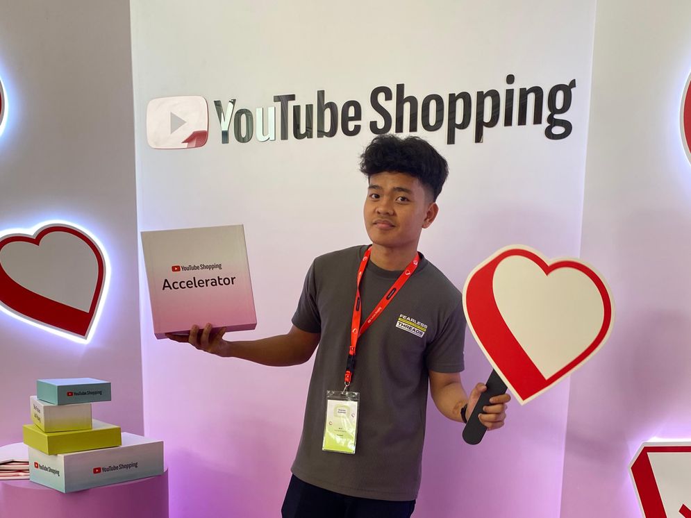 Kreator YouTube asal Subang, Restu Gaming saat menghadiri peluncuran YouTube Shopping di Jakarta, Rabu (2/10/2024).