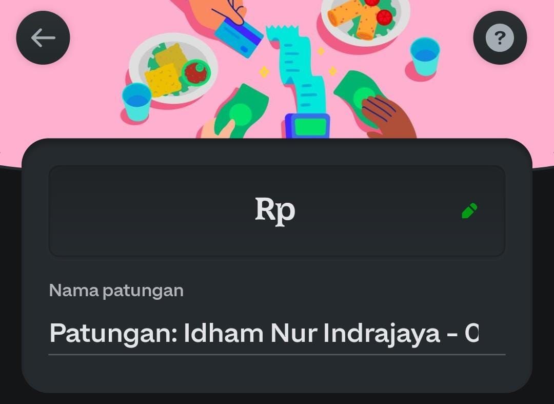 Ilustrasi fitur split bill di aplikasi Gopay.