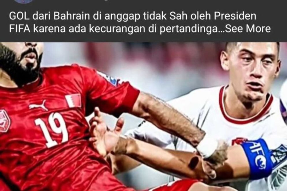 Hoaks: Presiden FIFA menyatakan gol Bahrain tidak Sah, ini Faktanya