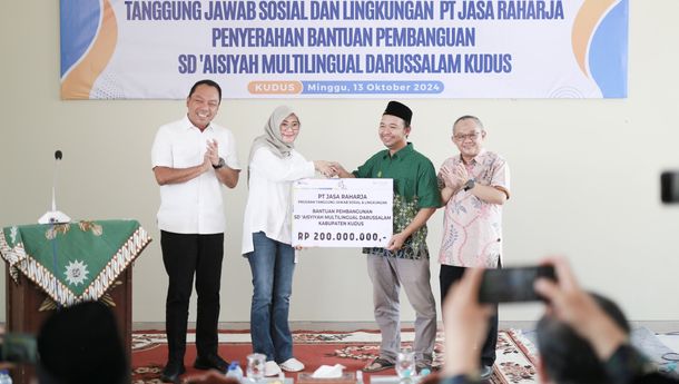 Jasa Raharja Serahkan Bantuan untuk Pembangunan SD Aisyiyah Multilingual Darussalam Kudus