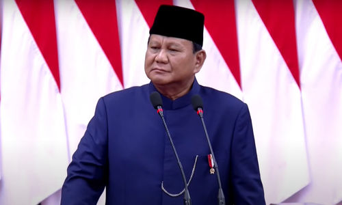 Prabowo Subianto saat pelantikan presiden RI 2024-2029 di Jakarta, Minggu, 20 Oktober 2024.