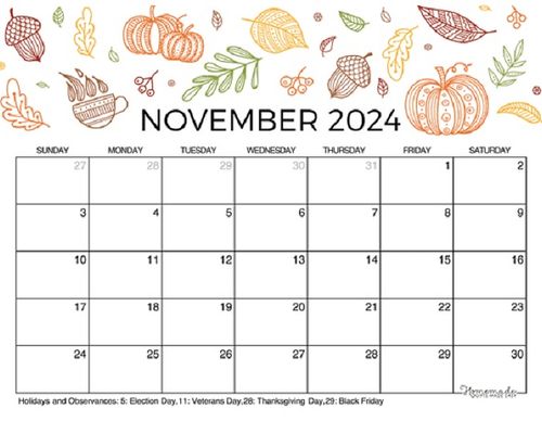 Ilustrasi kalender november 2024.