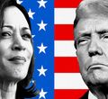 Ilustrasi Kamala Harris melawan Donald Trump di Pilpres AS 2024.