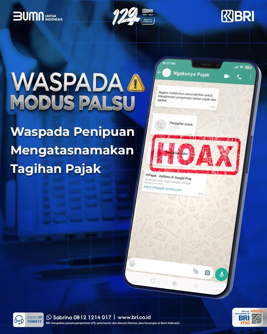 Marak Tagihan Pajak Berekstensi APK, BRI Imbau Masyarakat Tidak Terkecoh Modus Penipuan Perbankan