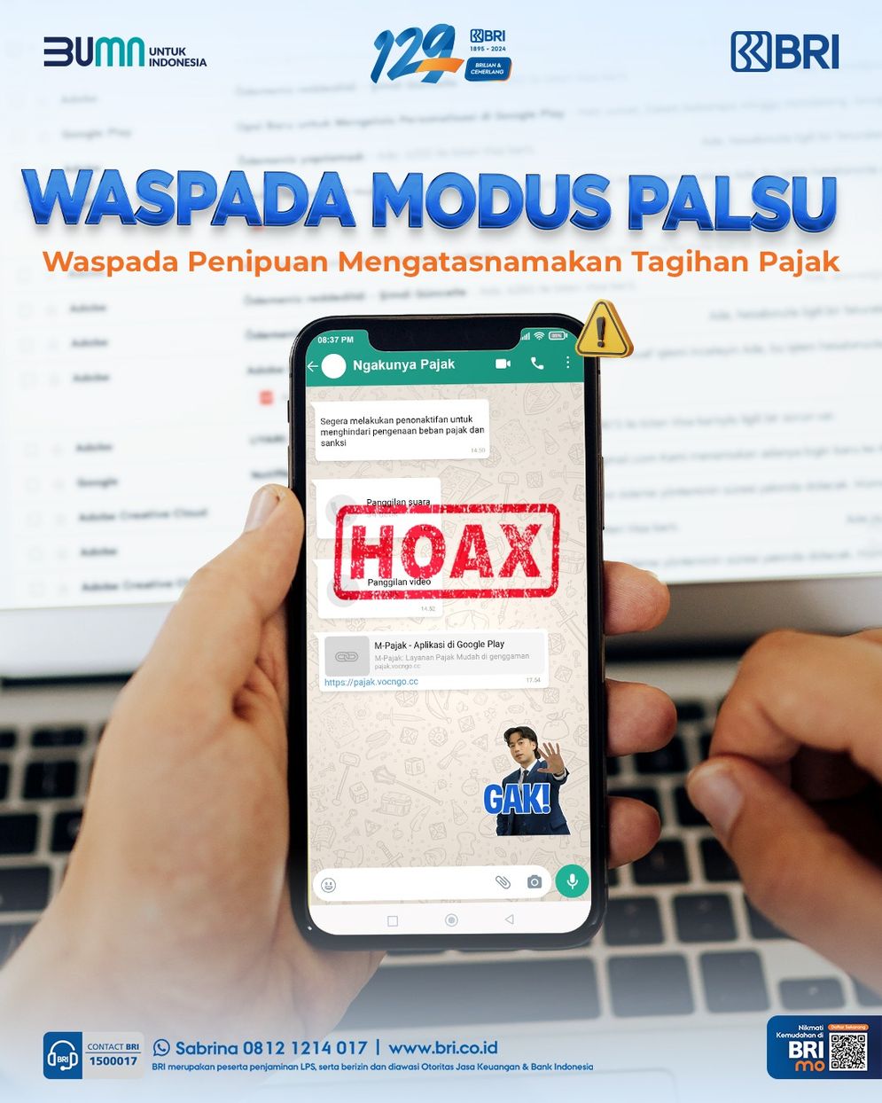 BRI Imbau Nasabah Tidak Tertipu Tagihan Pajak Berformat APK yang Menyesatkan