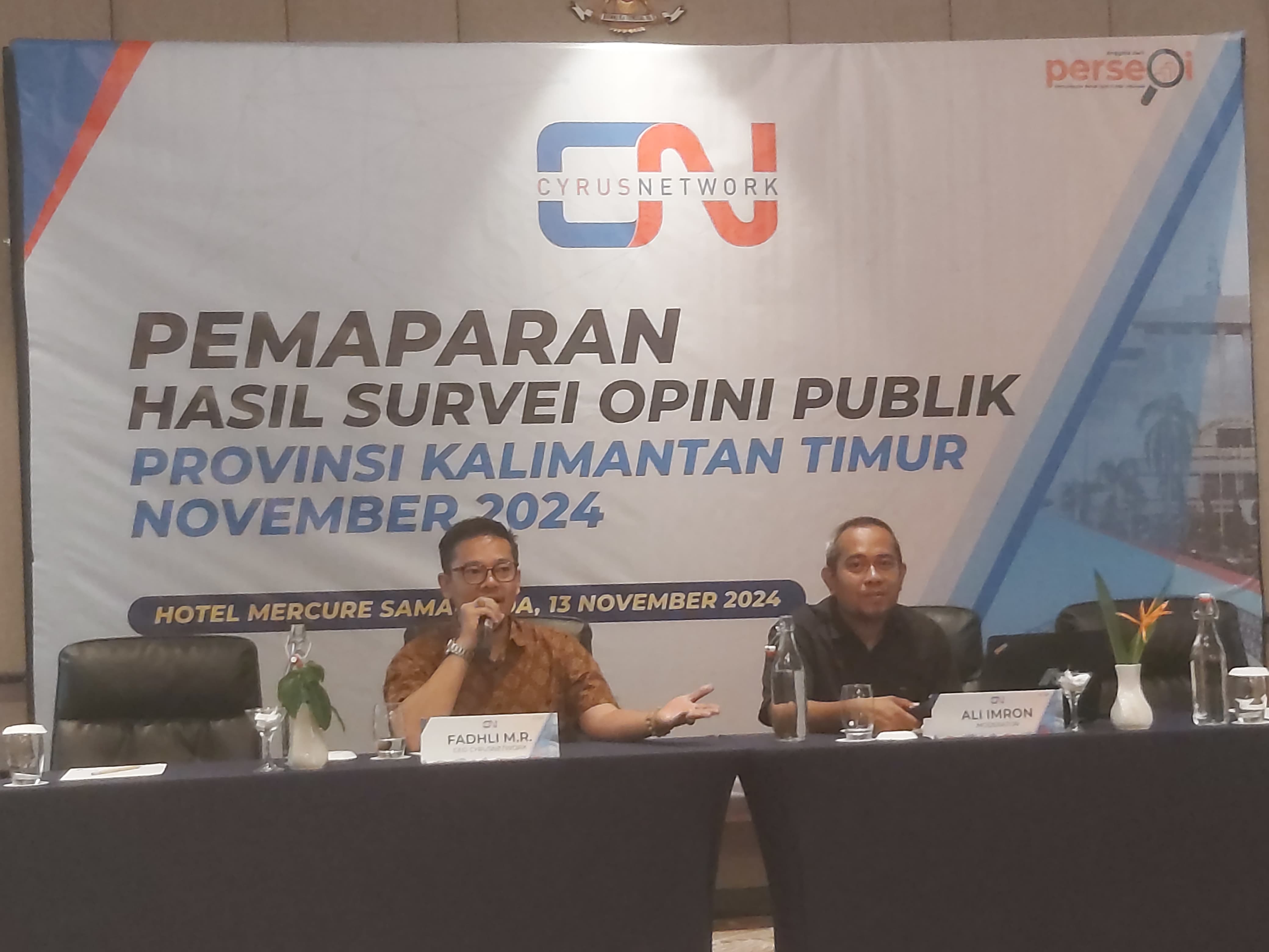 Cyrus Network rilis hasil survei Pilgub Kaltim 2024.