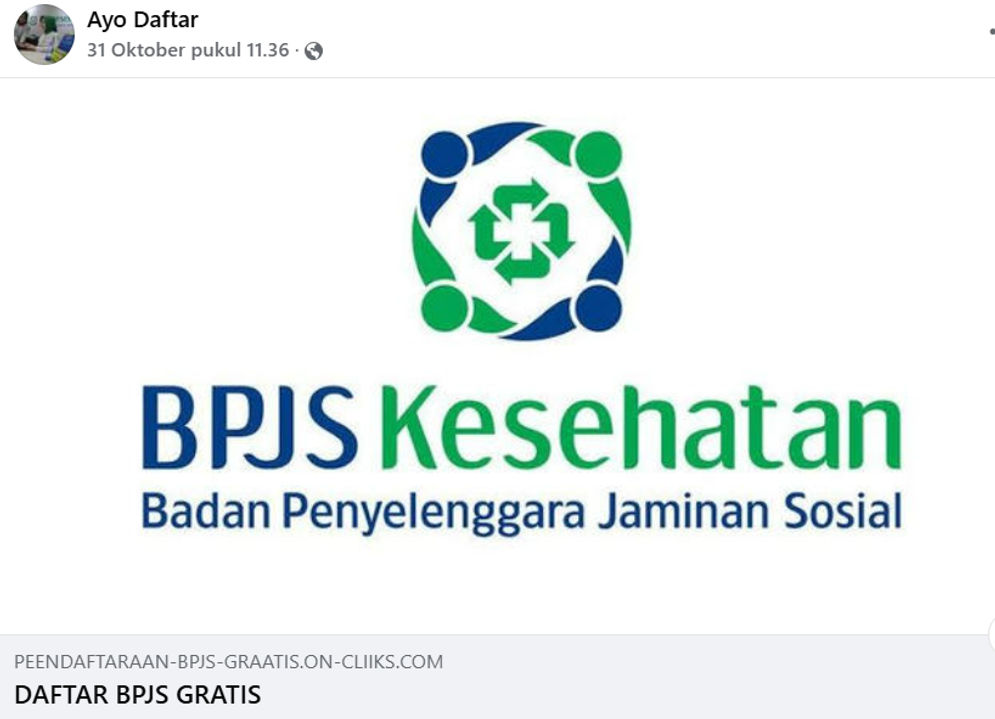 Hoaks: Tautan Pendaftaran BPJS Kesehatan Gratis, Cek Faktanya Yuk!