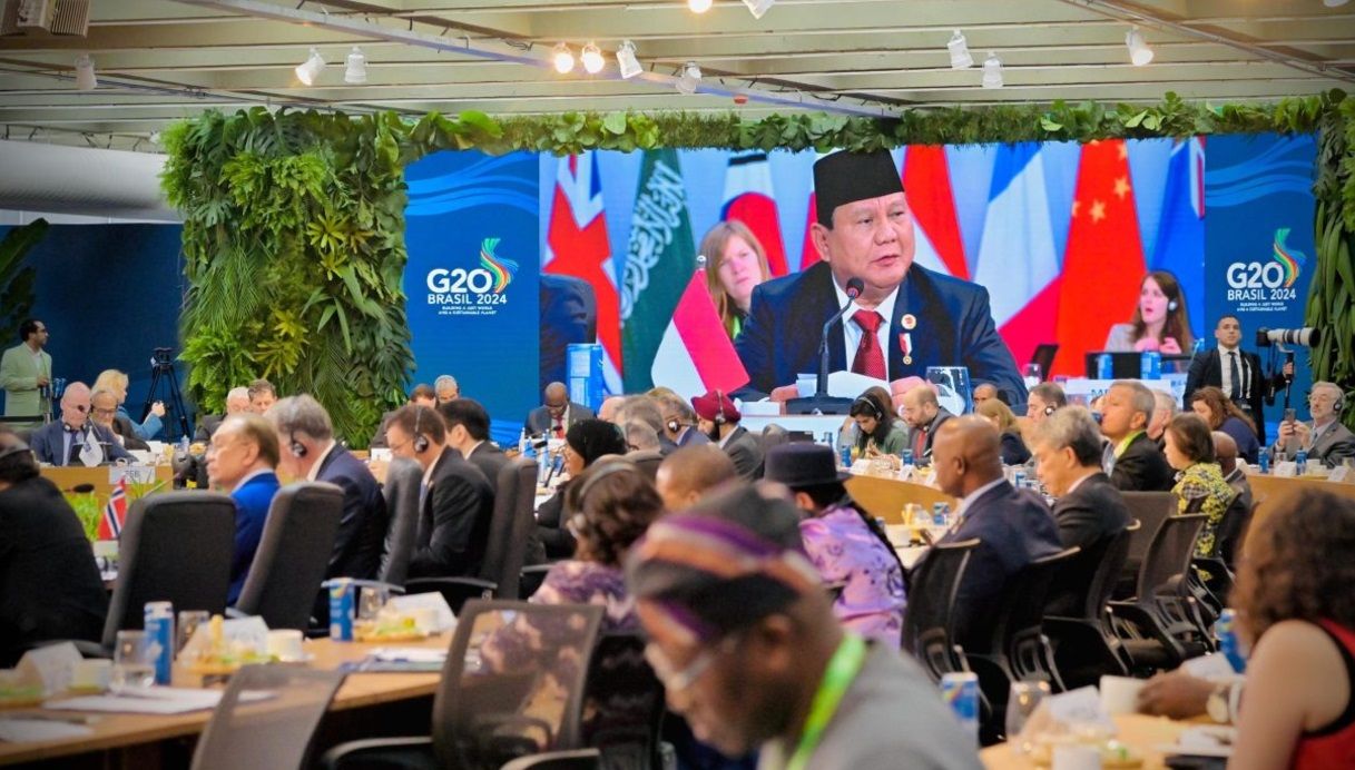 Presiden Republik Indonesia, Prabowo Subianto, menghadiri sesi pertama Konferensi Tingkat Tinggi (KTT) G20 di Brasil yang berlangsung pada Senin, 18 November 2024.